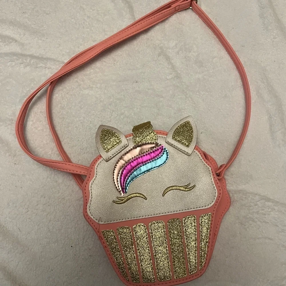 2 Pc Cat & Jack Bath Body Works Unicorn Style Crossbody Cupcake and Makeup Bag